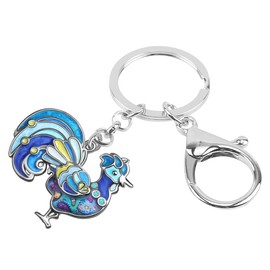 DALANE - Llavero de aleación de diamantes de imitación con diamantes de imitación, llavero de pollo, abalorios, joyería de animales de granja, regalos para mujeres y niñas, Azul, 26mm x 32mm approximately 1.02"tall &1.26"width