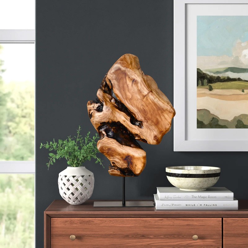 WELLAND Irregular Cedar Wood Sculpture 8.75" W x 1.75" D