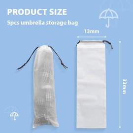 Pack of 5 Umbrella Bags, Stick Umbrella, Plastic Umbrella Holder, Transparent Storage Bag for Umbrellas Made of Plastic (13 x 33 cm)