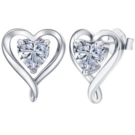 LAVUMO Earrings Silver 925 Rose Gold Women's Stud Earrings Set Gifts for Women Girlfriend Mum Best Friend Mother Grandma for Birthday Valentine's Day Christmas Jewellery Ladies, Sterling Silver, Cubic