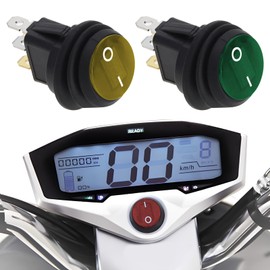 YINETTECH 4PCS DC12V 20A SPST 3 Pin 2 Position Waterproof Rocker Switch Round Rocker Switch with LED Light On-Off for Car Truck Boat Marine Control Blue Red Yellow Green