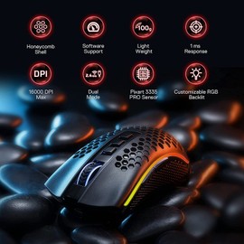 Redragon Mouse inalambrico Gamer Ligero RGB Storm Pro conexión 2.4