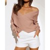 BTFBM Women Casual V Neck Long Sleeve Sweaters Cross Wrap