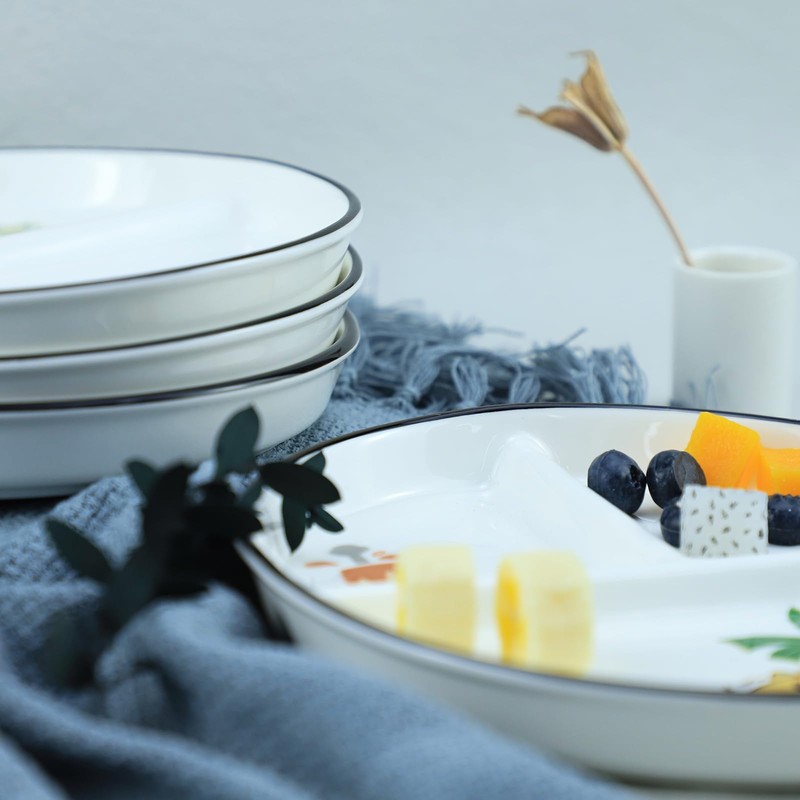 1 PCS Ceramic Dinosaur Portion Control Plate Divided Dish for