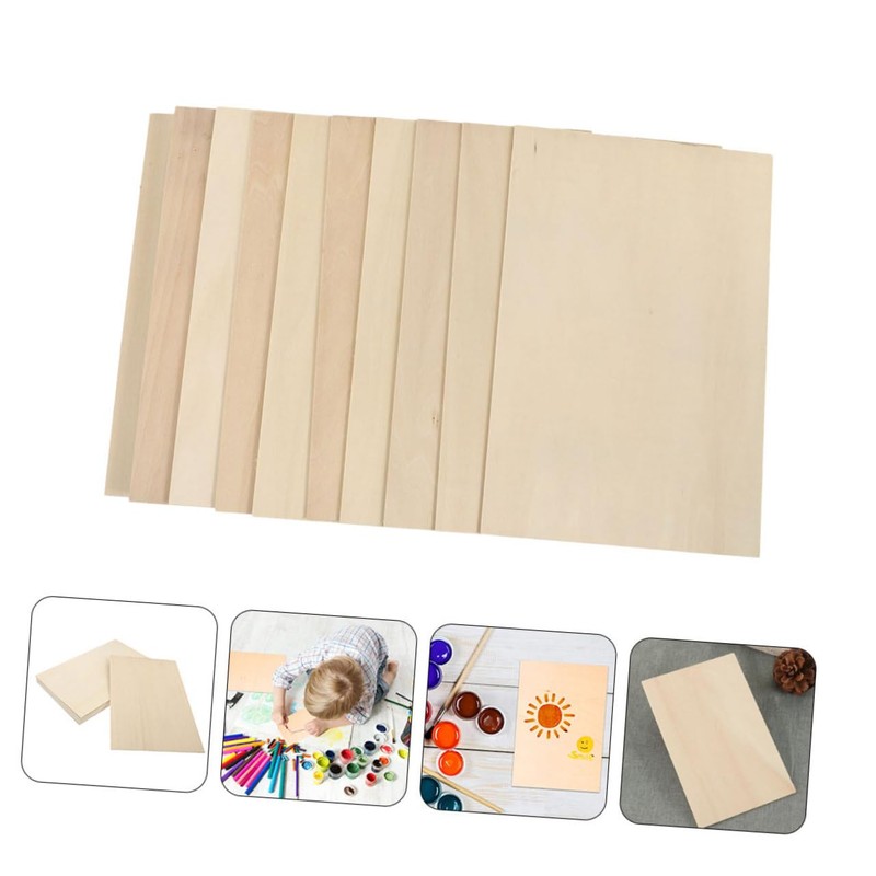 TEHAUX 20pcs Unfinished Basswood Planks for Crafts Projects Model Making