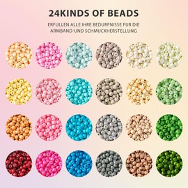 JHWELRG 24 Farbe Selber Machen Perlen für Armbänder Set 3mm, mit Goldenen Buchstabenperlen DIY Schmuckherstellungs Sets,Mädchen und Erwachsene Geschenkidee für Weihnachtsferien,Geburtstags Partys