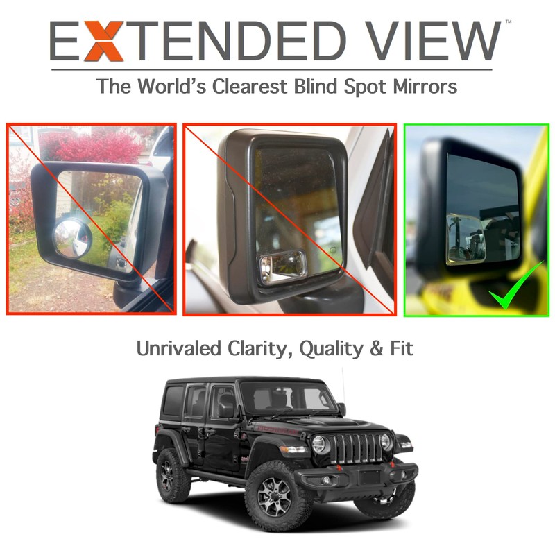 Custom Blind Spot Mirrors- Compatible with 2018-Present Jeep Wrangler |