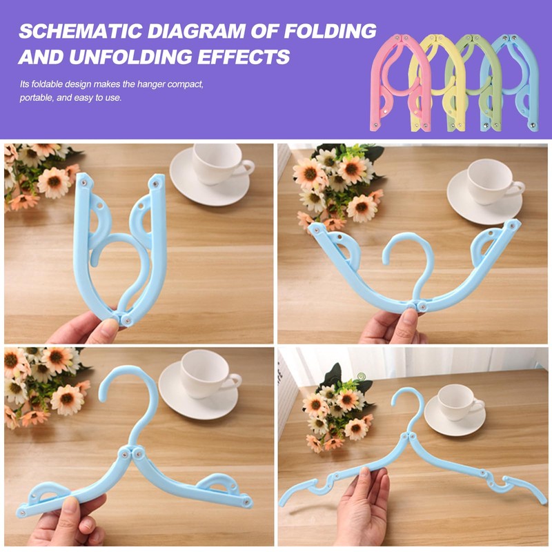 20pcs Folding Clothes Hangers, Plastic Portable Folding Coats Hanger, 4