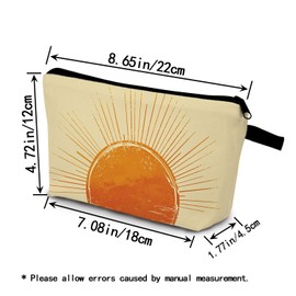 YULUENZE Sunshine Present Sunshine Ray Aesthetic Makeup Bag Accessories Golden Sun Cute Small Organizer Bag with Zipper Boho Decor Toiletry Cosmetic Bag Birthday Presents for Women Friends