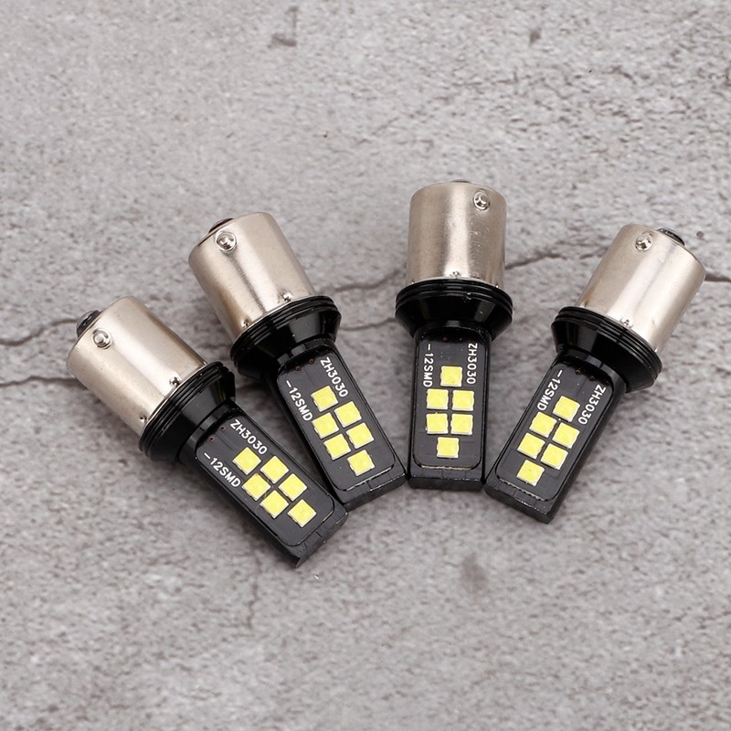 4pcs 12SMD LED White Lights Car Bulb Brake Stop Turn