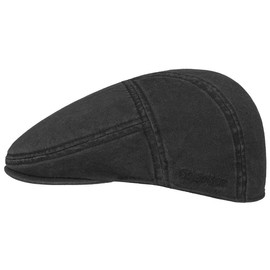 Stetson Paradise Men's Cotton Flat Cap Peaked Cap with UV 40+ Protection Sizes S - XXL Summer / Winter Flat Cap - Black