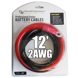 Power Bright 2-AWG12 2 AWG Gauge 12-Foot Professional Series Inverter Cables 2000-2500 watt