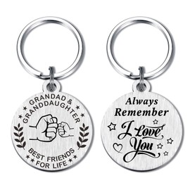 FALOGI Grandpa Gifts Keychain from Granddaughter, Grandpa Birthday Gifts, Remember I Love You Grandpa Keychain