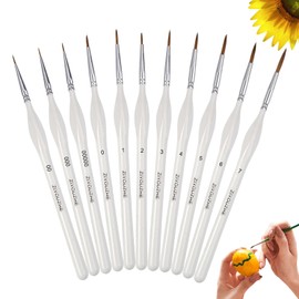 11 Piece Fine Detail Brush Set, Model Making Painting by Numbers Brush, Acrylic Paints Miniature, Perfect Detail Miniature Brush Drybrush, for Nail Art, Oil Painting, Line Painting