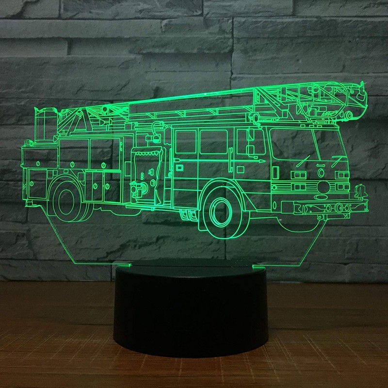 Creative 3D Fire Truck Night Light 16 Colors Changing USB