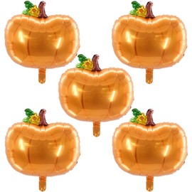 Thanksgiving Pumpkin Balloons Fall Harvest Pumpkin Foil Balloons for Thanksgiving Party Decorations Themed Party Supplies Thanksgiving Party Favors Fall Balloons Party Sets 5PCS