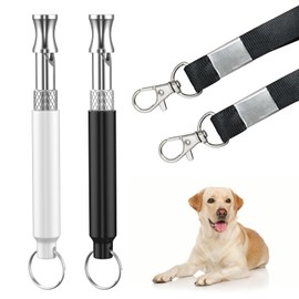 Mulyric 2 Pack Dog Whistle, Dog Whistle to Stop Barking Neighbors Dog, Dog Training Whistle, Dog Whistle to Stop Dog Barking with Lanyard (Black and White Whistle)