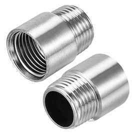 uxcell Shower Head Extension Arm Stainless Steel 1/2PT Male to 1/2PT Female Thread 30mm Length Cast Pipe Fitting Coupler 2Pcs