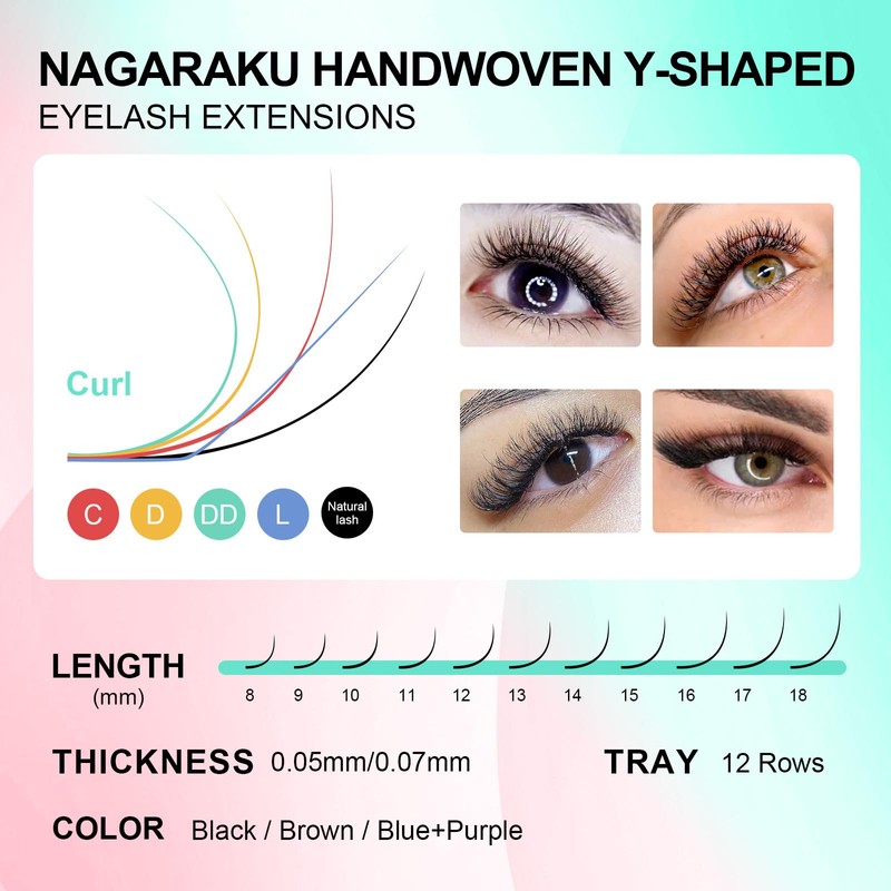 NAGARAKU Eyelash Extension, 4D Volume, Ultra Fine, Lightweight, Natural, Soft,
