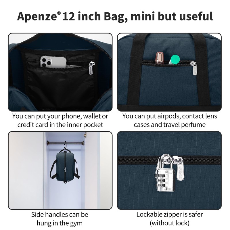 Small Gym Bag Carry On Bag - 12 inch Mini