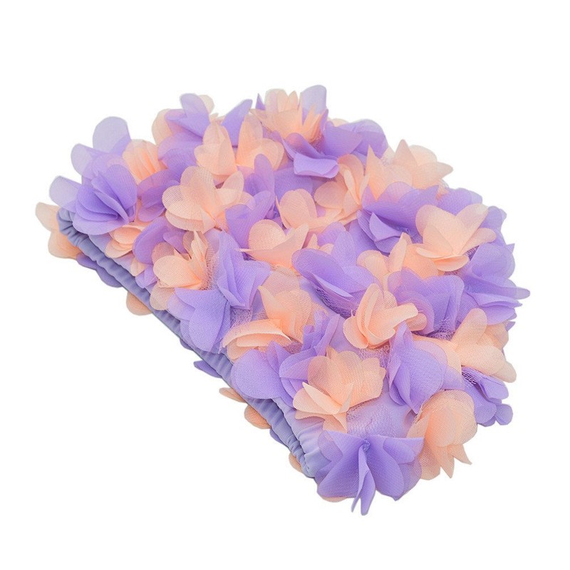Medifier Badekappe mit Blumenmuster, Retro-Stil, für Damen, Lila und Hellrosa