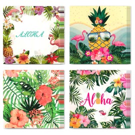 Xugoox Hawaiian Luau Napkins, 80Pcs Summer Aloha Napkins Tropical Party Napkins for Hawaiian Birthday Party Supplies Luau Birthday Party Decoration