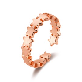 Philip Jones Rose Gold Plated Adjustable Star Band Ring
