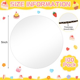 Newtay 100 Pcs 5 Inch Cake Board Round Mini Cardboard Cake Circle Boards Grease Proof Tray Base for Baking Pastry(White)
