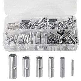 200Pcs Non Insulated Butt Connectors Kit Butt Splice Connectors 24-8 AWG Uninsulated Crimp Wire Connector Electrical Seamless Crimping Terminals Wire for Electrical Wire Splice DIY Cars Boats