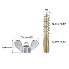 uxcell 20pcs M4x25mm Hanger Bolt, 10pcs M4 Wing Nuts for Furniture
