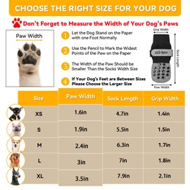 Odriew 6 PCS Dog Socks to Prevent Licking Paws, Double-Sided Non-Slip Dog Socks for Hardwood Floors Anti Slip Paw Protector with Elastic Reflective Straps for Medium, Large, Senior Dogs. (Grey, M)