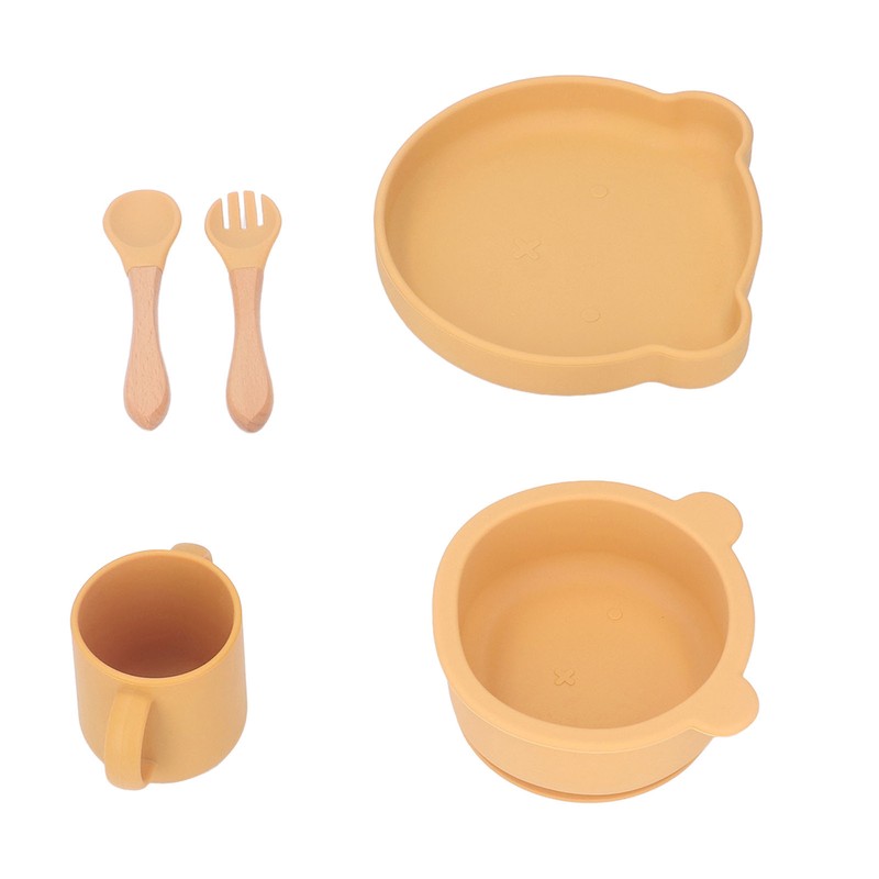 Baby Feeding Set Cute Bear Shape Soft Safe Silicone Toddler