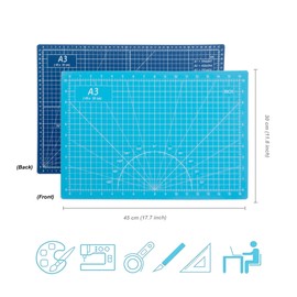 AIRGAME Self Healing Cutting Mat 18"x12" Non-Slip PVC Double Sided 5-Ply A3 Art Craft Rotating Mat,Sewing Crafts Hobby Fabric Precision Scrapbooking Project(Blue/Light blue)
