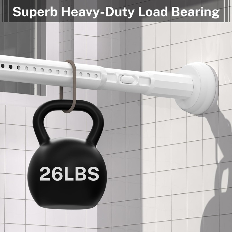 ZYKORT Heavy Duty Tension Curtain Rod No Drilling,Adjustable 39-173In,White