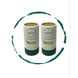 BeNat. 2-Pack. All Natural Deodorant Plastic Free For Women & Men Aluminum Free, Gluten Free & Cruelty Free 24 Hour Long Lasting Protection Zero Waste Eco Friendly Lemon & Tea Tree 3 oz.