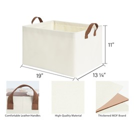 StorageWorks 45L Extra Large Storage Baskets, Storage Bins for Shelves, Closet, Fabric Organizers with Handles and Metal Frame, Beige, 2-Pack