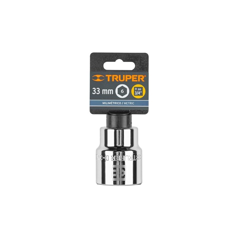 Truper D-3433-M, Dado de 33 mm, 6 puntas, cuadro 3/4"