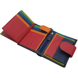 myledershop Cowhide Nappa Leather Women's Purse/Wallet/Purse with RFID & NFC Protection, Multicoloured, multicoloured, Modern