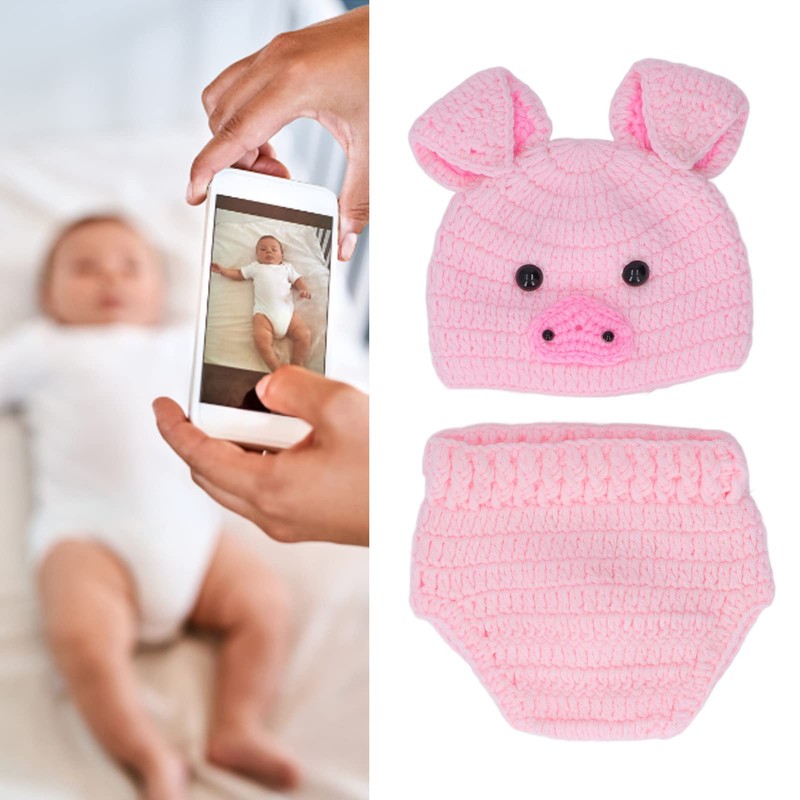 SUNGOOYUE Newborn Photography Props, Baby Cute Animal Photoshoot Outfit Woolen