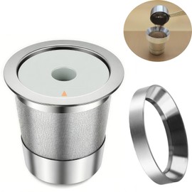 K Cup Reusable Coffee Pods & Funnel Kit, Stainless Steel Reusable K Cups Compatible with K 1.0 & 2.0 Coffee Machines Brewers Refillable K Cups (1 Pack)