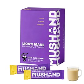 MUSHAND Lion’s Mane Mushroom Powder Sachets | Daily Cognitive Support for Focus & Clarity | Easy to Mix into Drinks | Designed for Daily Use | Pre-Portioned Single-Serve Powder | Vegan | 20 x 1.5g
