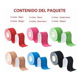 6pcs Cinta Kinesiológicas Vendaje Neuromuscular Tape 5mx5cm