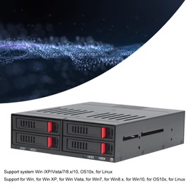 4 Bay HDD Cage Drive Tray, Aluminum Alloy Mobile Rack Backplane, Thick Bottom Hard Drives SSDs for Replacement