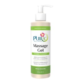 PURA 1ST Professional Herbal Therapy Massage Gel, Aloe Vera, Arnica Extract, Unscented, Hypoallergenic, Natural, Skin Moisturizing, Skin Hydrating, Deep Tissue, Wellness, Physical Therapy, 8oz Bottle