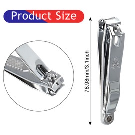 Heavy Duty Stainless Steel Nail Clipper for Thick Nails - Ergonomic Fingernail and Toenail Clippers with Integrated Nail File, Suitable for Men, Women, and Children (Silver, 1 Pack)