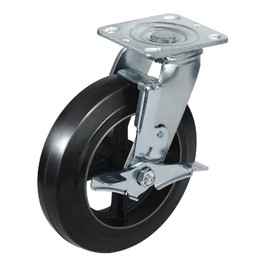 NINOSO 8" Heavy Duty Casters, Plate Industrial Caster with Rubber Wheel, Used for Tool Cart Platform Truck Trash Can (1 Pack Brake)