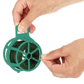 com-four® 100 Meter Meter Bindedraht - 2 Rollen mit je 50 Meter kunststoffummantelter Draht in grün - Pflanzendraht für Garten- und Hausarbeit (02x 50m grün V2)