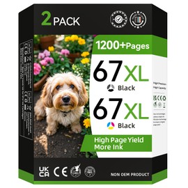 67XL Printer Ink Compatible for HP 67 Ink Cartridges Black/Color Combo Pack for HP Ink 67 67XXL fit for DeskJet 2855e 2700 2755e 2700e 2800e 4155e 2852e Envy 6400 6055e 6055 6000 6458e 6452e Printer