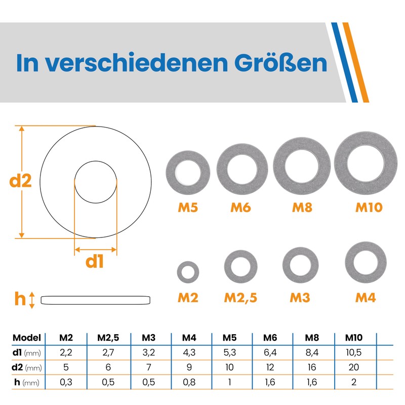 Topnorm24 - Washers M4-100 pieces stainless steel - A2 -