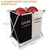 Nicesail Laundry Basket 2 Section Hamper Washing Storage Basket Bag,
